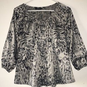 Leopard silk grey top from Express